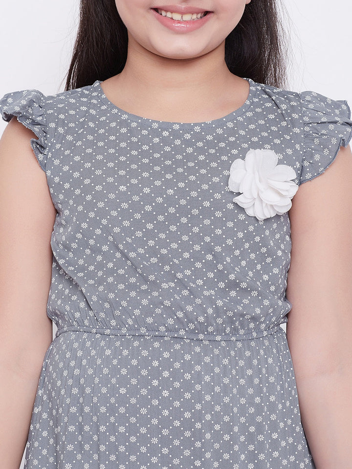 Girl's Printed Dress - Grey StyloBug