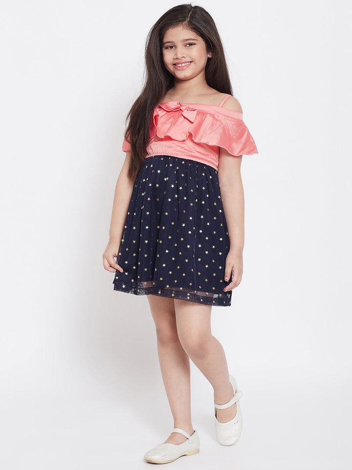Girl's Printed Dress - Peach StyloBug