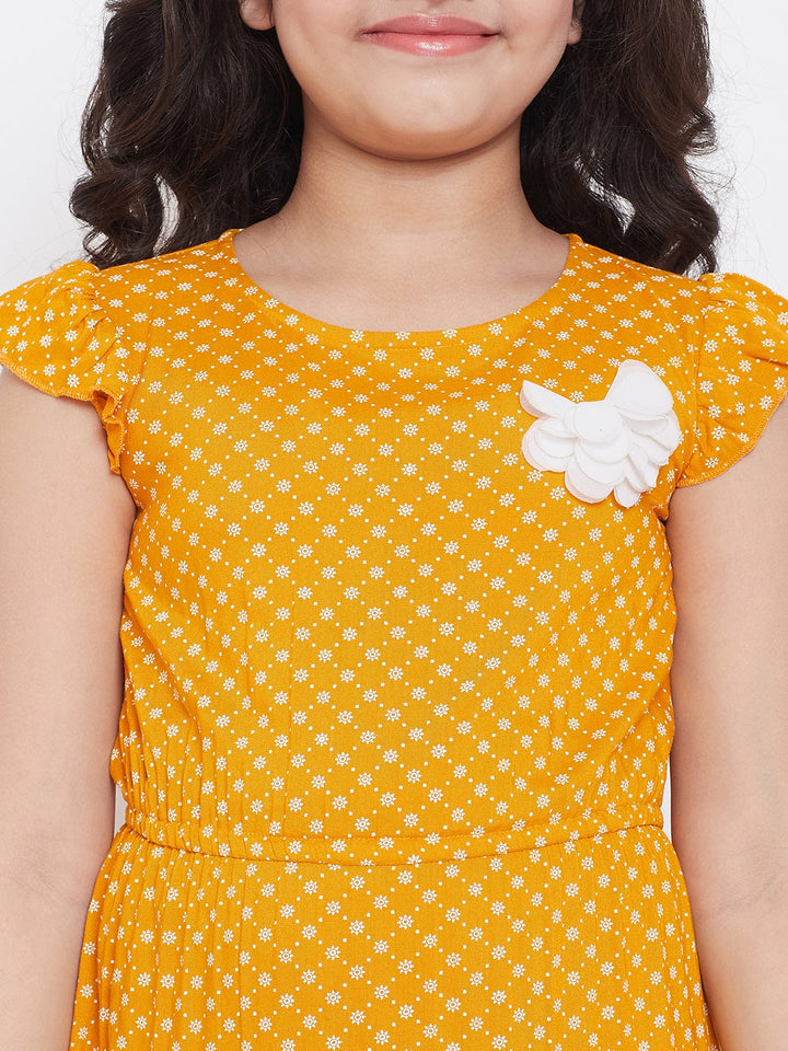 Girl's Printed Dress - Yellow StyloBug