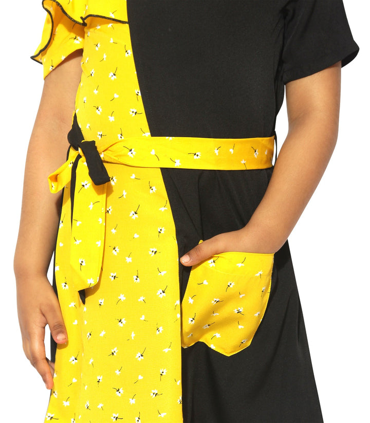 Girl's Printed Dress - Yellow StyloBug