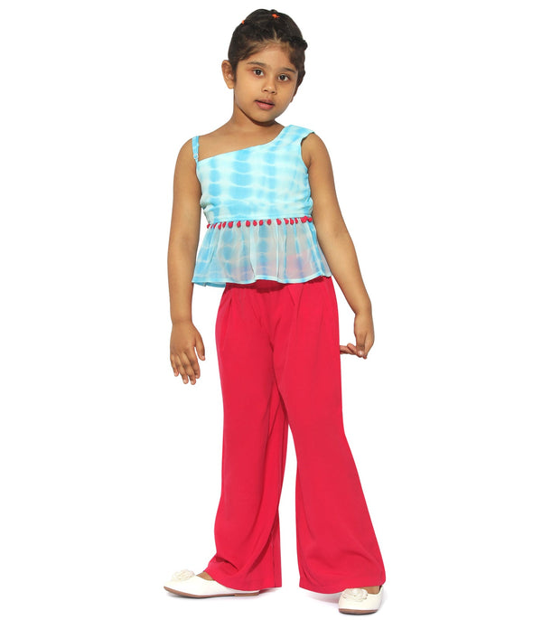 Girl's Printed Top with trousers Pant - Blue StyloBug