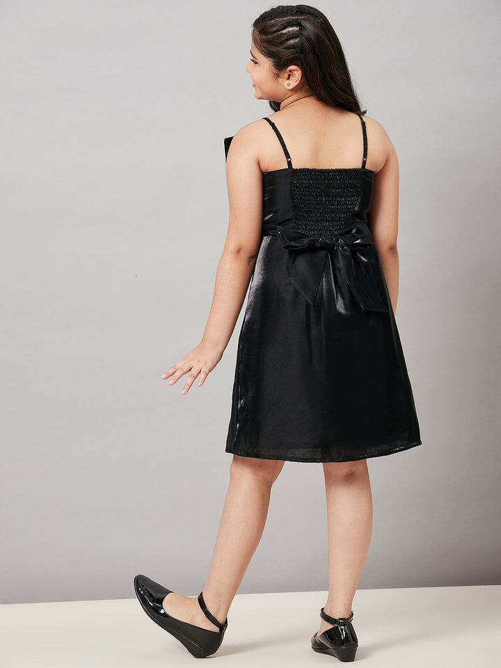 Girl's Solid Dress - Black StyloBug