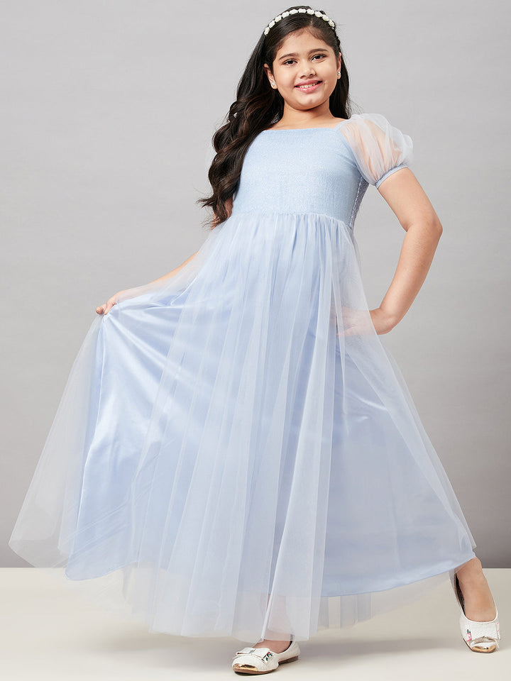 Girl's Solid Dress - Blue StyloBug