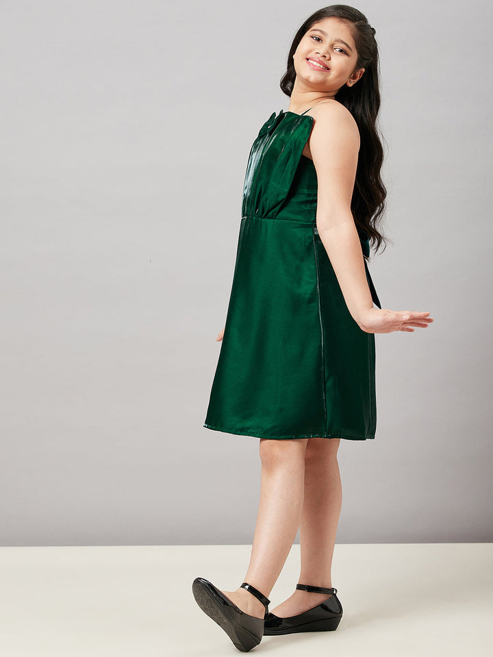 Girl's Solid Dress - Green StyloBug
