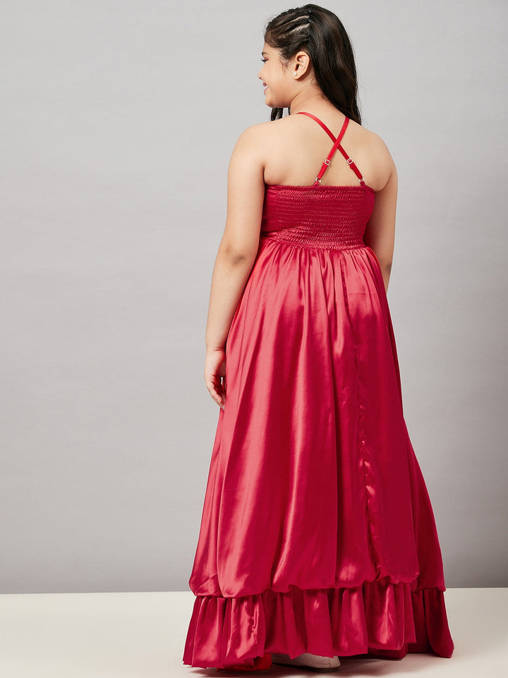 Girl's Solid Dress - Red StyloBug