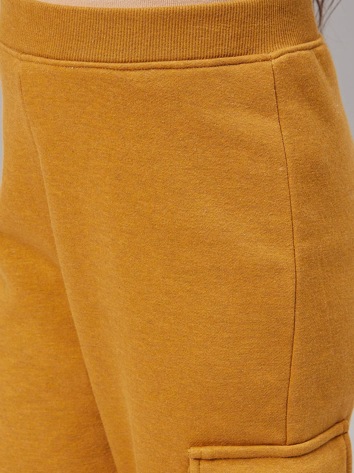 Girl's Solid Top with Track Pant - Mustard Yellow StyloBug