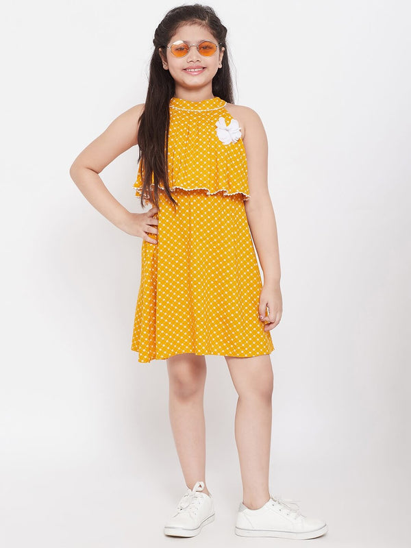 Girl's Yellow Printed Dress StyloBug