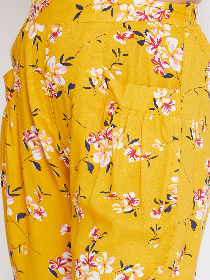 Girl's Yellow Printed Top with trousers Pant StyloBug