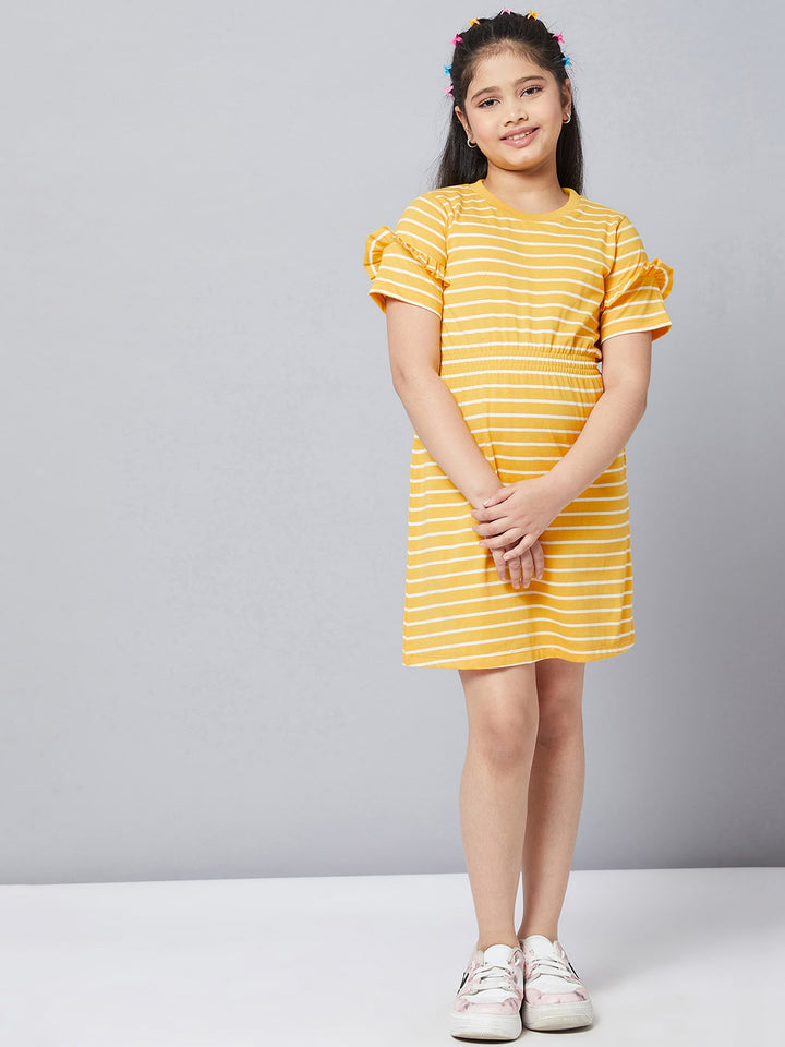 Girl's Yellow Solid A Line Dress StyloBug