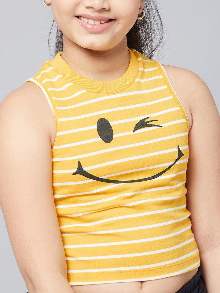Girl's Yellow Solid Refful Top StyloBug